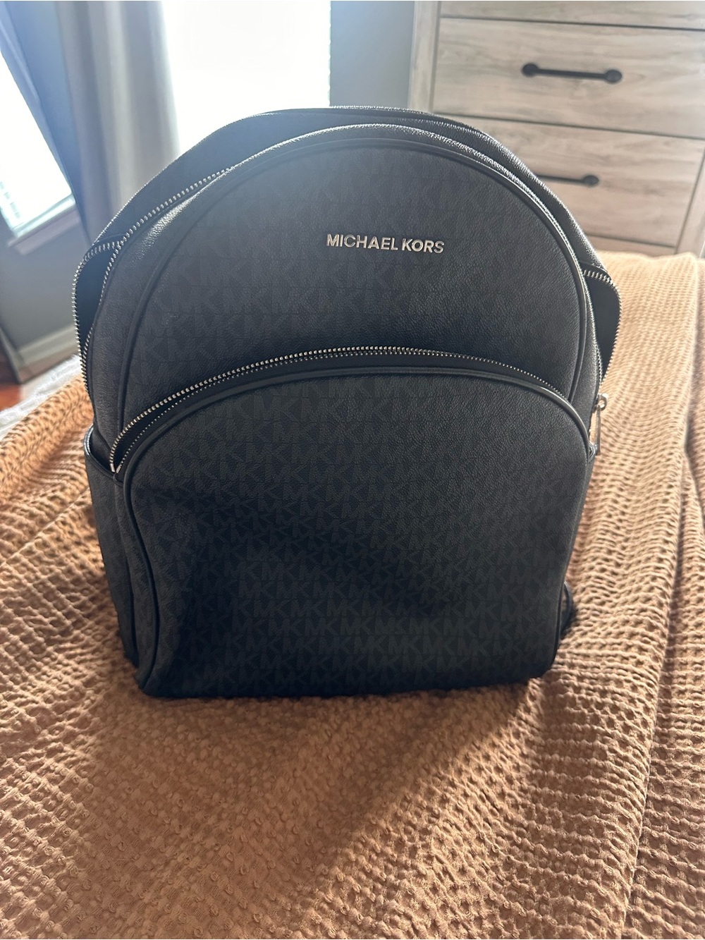 Michael Kors Black MK Signature Backpack